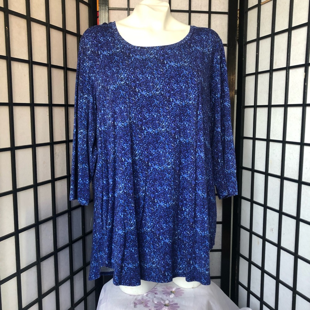 Blue sky womens xl top/ blouse pretty blue color and pattern